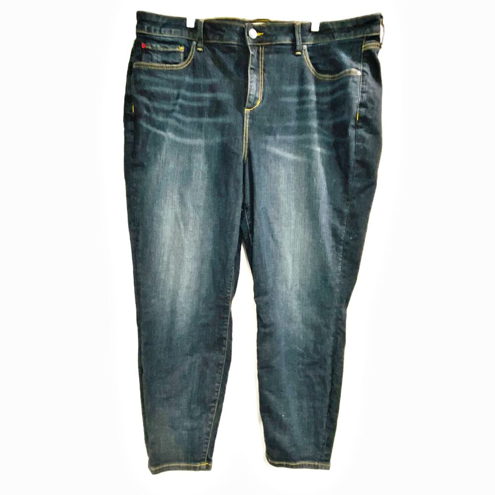 Slink size 24 blue jeans cropped cotton stretch medium wash casual denim